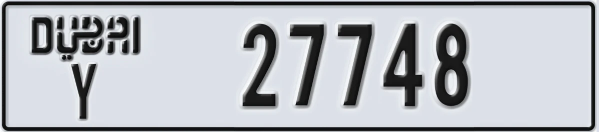UAE License Plate Dubai Y 27748