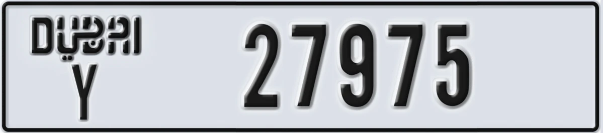UAE License Plate Dubai Y 27975