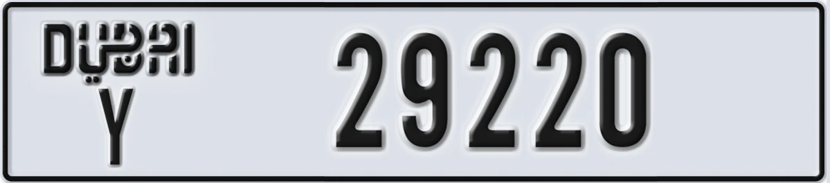 UAE License Plate Dubai Y 29220