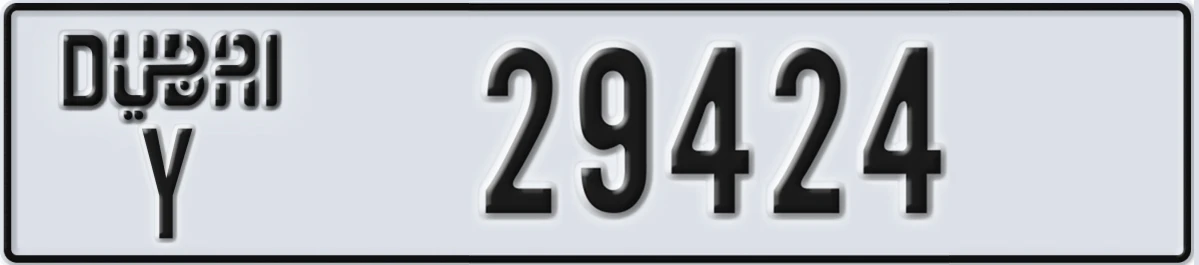 UAE License Plate Dubai Y 29424