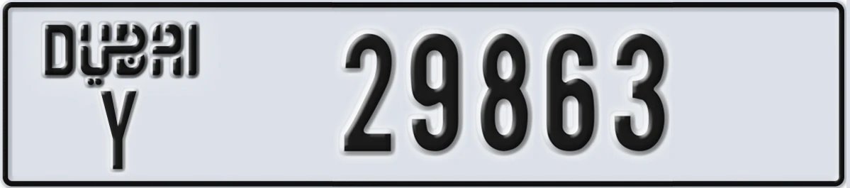 UAE License Plate Dubai Y 29863
