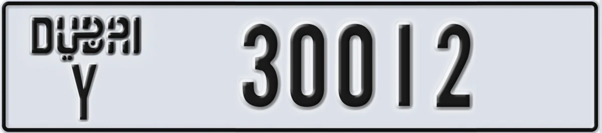 UAE License Plate Dubai Y 30012