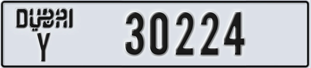 UAE License Plate Dubai Y 30224