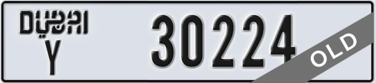 UAE License Plate Dubai Y 30224