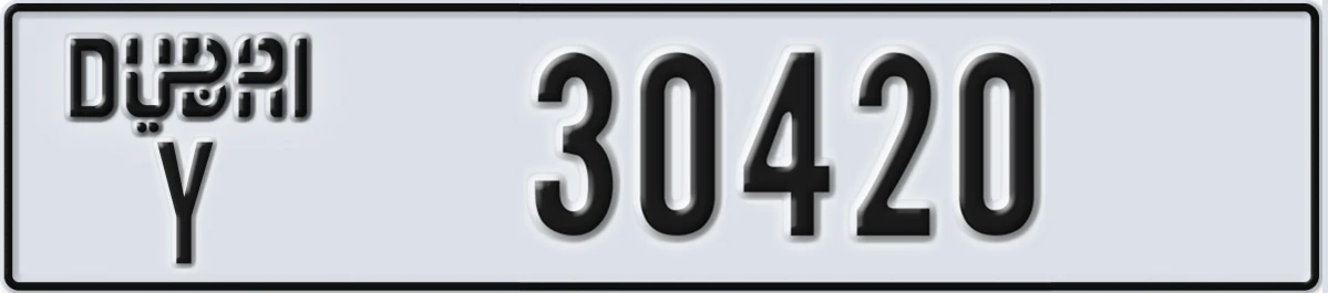 UAE License Plate Dubai Y 30420