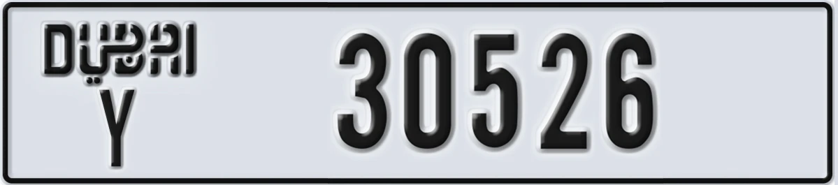 UAE License Plate Dubai Y 30526