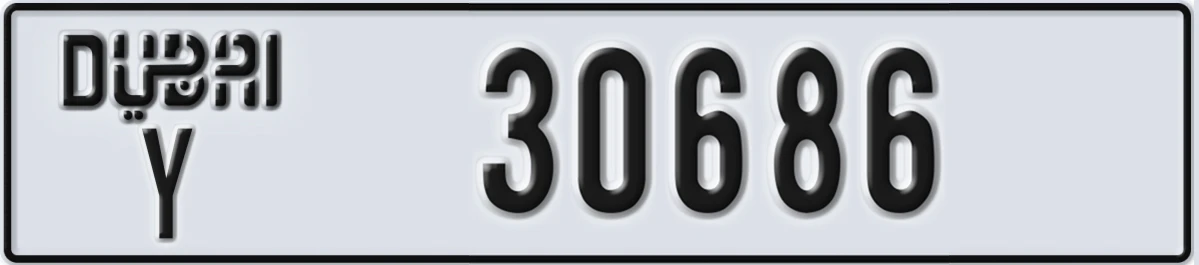 UAE License Plate Dubai Y 30686