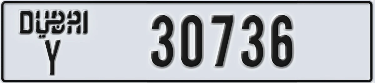 UAE License Plate Dubai Y 30736