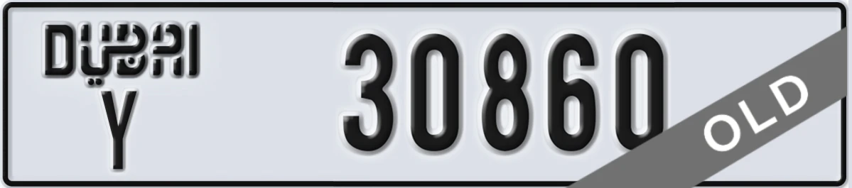 UAE License Plate Dubai Y 30860