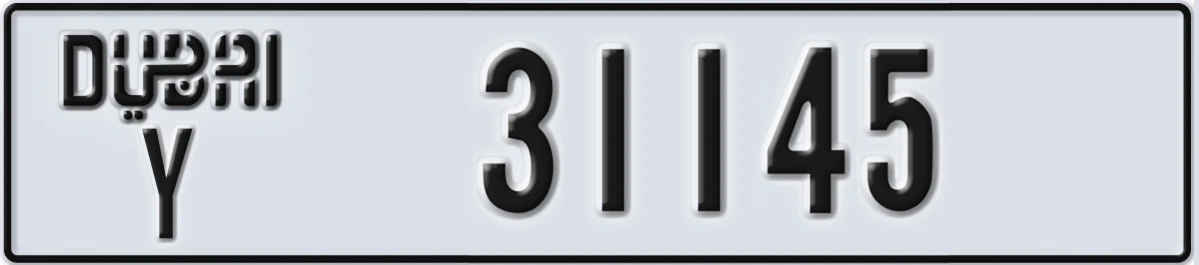 UAE License Plate Dubai Y 31145