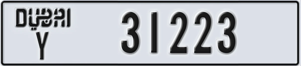 UAE License Plate Dubai Y 31223