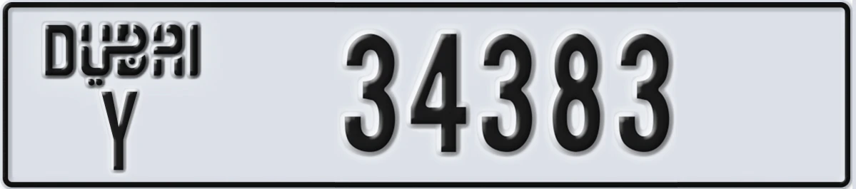 UAE License Plate Dubai Y 34383