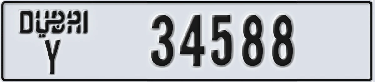 UAE License Plate Dubai Y 34588