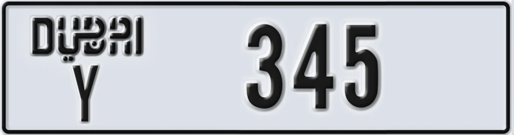 UAE License Plate Dubai Y 345XY