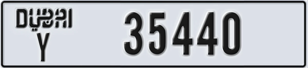 UAE License Plate Dubai Y 35440