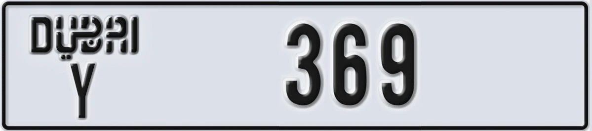 UAE License Plate Dubai Y 369