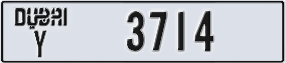 UAE License Plate Dubai Y 3714