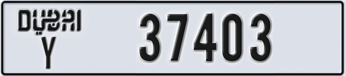 UAE License Plate Dubai Y 37403