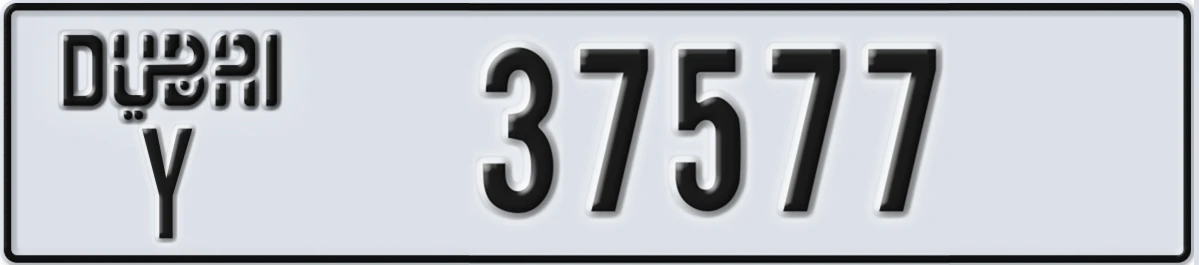 UAE License Plate Dubai Y 37577