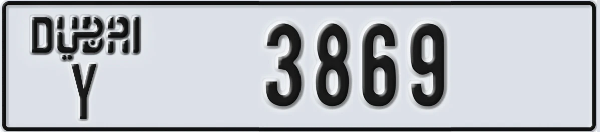 UAE License Plate Dubai Y 3869