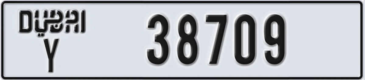 UAE License Plate Dubai Y 38709