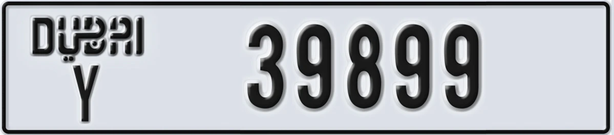 UAE License Plate Dubai Y 39899