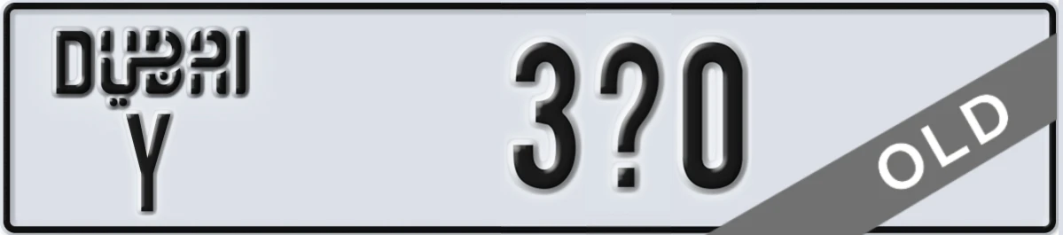 UAE License Plate Dubai Y 3Y0