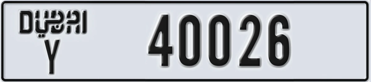 UAE License Plate Dubai Y 40026