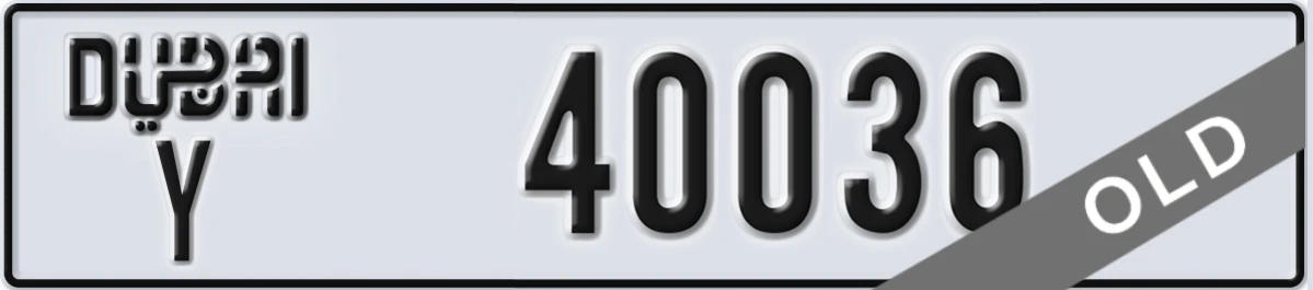 UAE License Plate Dubai Y 40036
