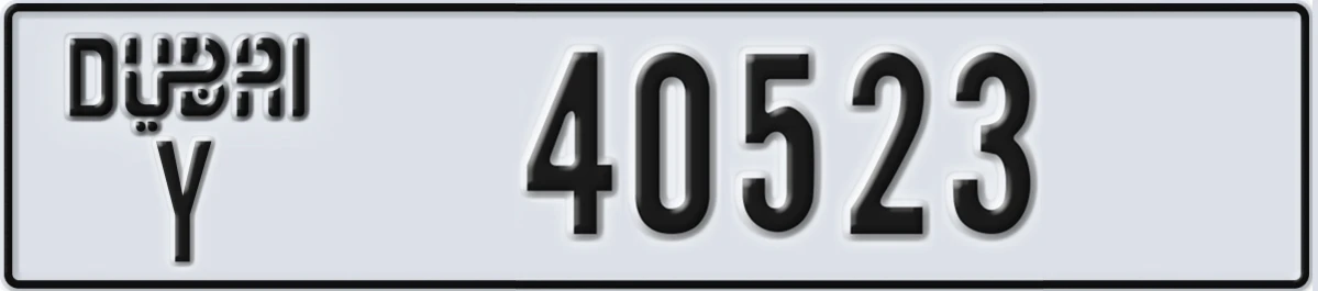 UAE License Plate Dubai Y 40523