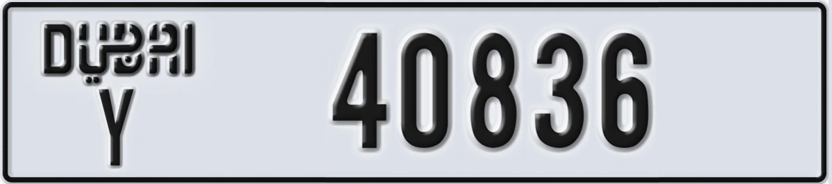 UAE License Plate Dubai Y 40836