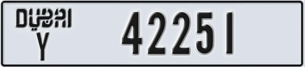 UAE License Plate Dubai Y 42251