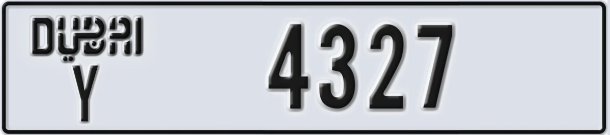UAE License Plate Dubai Y 4327