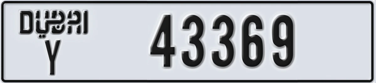 UAE License Plate Dubai Y 43369