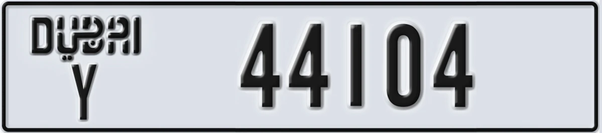 UAE License Plate Dubai Y 44104