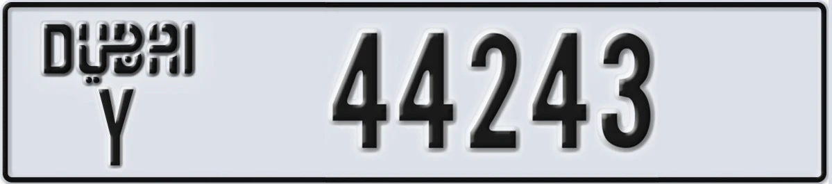 UAE License Plate Dubai Y 44243