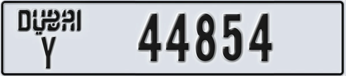 UAE License Plate Dubai Y 44854
