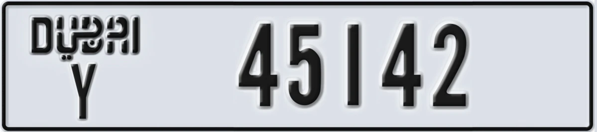 UAE License Plate Dubai Y 45142