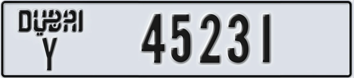 UAE License Plate Dubai Y 45231
