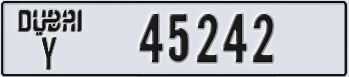 UAE License Plate Dubai Y 45242