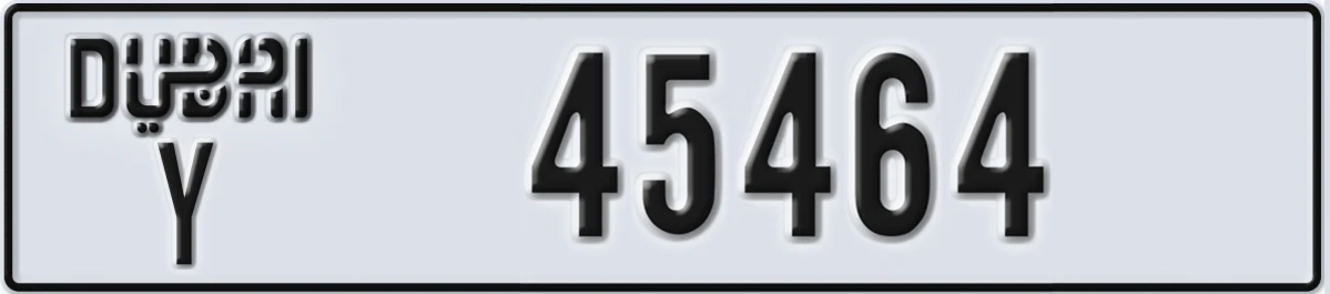 UAE License Plate Dubai Y 45464