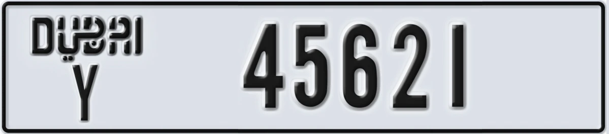 UAE License Plate Dubai Y 45621