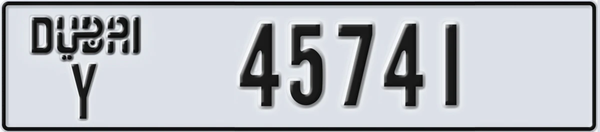 UAE License Plate Dubai Y 45741