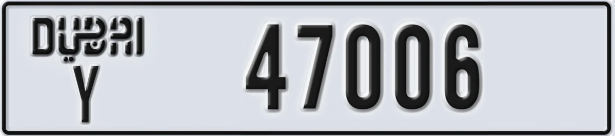 UAE License Plate Dubai Y 47006