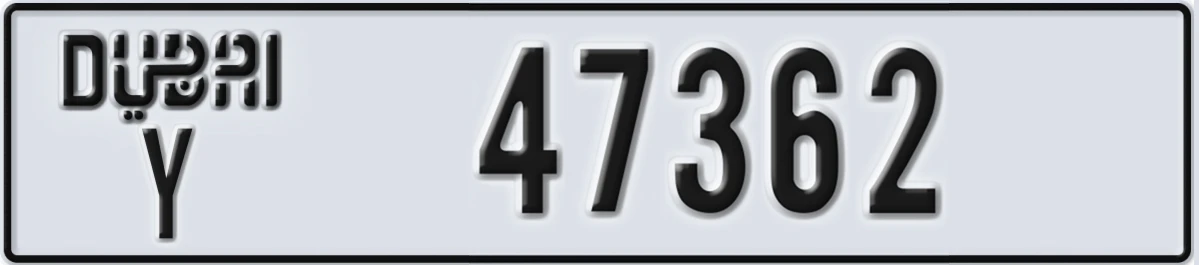 UAE License Plate Dubai Y 47362
