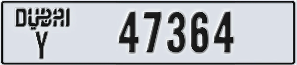 UAE License Plate Dubai Y 47364