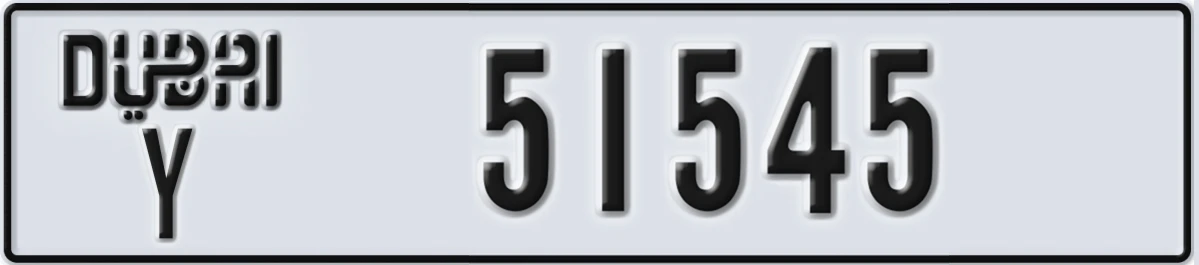 UAE License Plate Dubai Y 51545