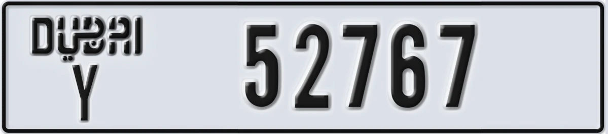 UAE License Plate Dubai Y 52767