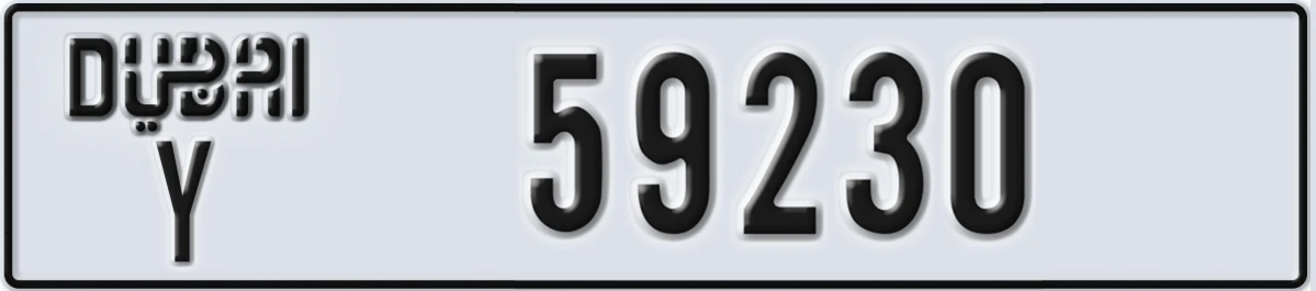 UAE License Plate Dubai Y 59230