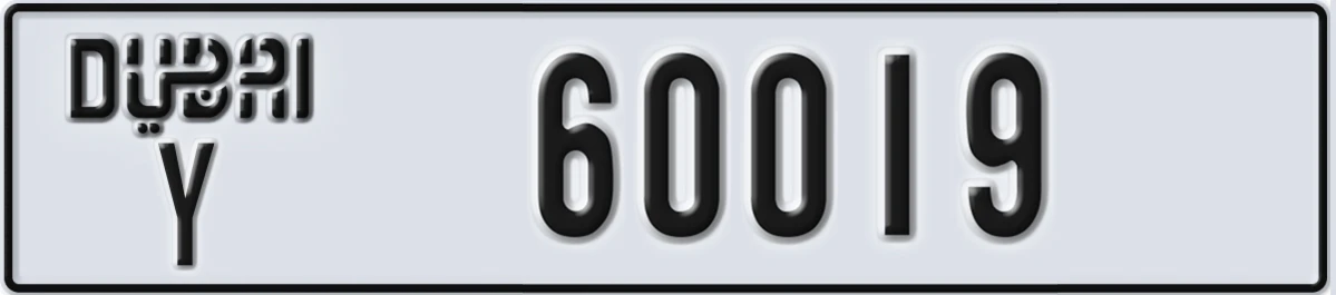 UAE License Plate Dubai Y 60019